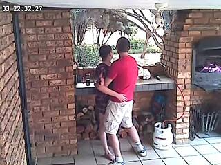 Amateur couple gets caught fucking on nature preserve porch